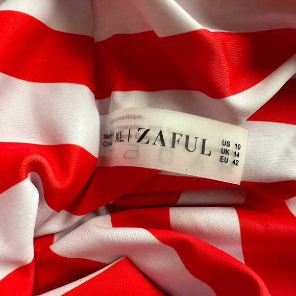 ZAFUL White And Red Stripe Tankini Bottom Size 10 BNWOT - Picture 3 of 3